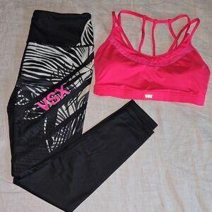VSX Pink Sports Bra and Black Leggings Set